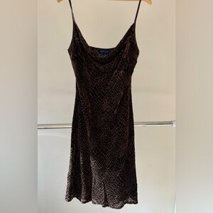 Anne Klein - vintage brown leopard velvet dress, size 10